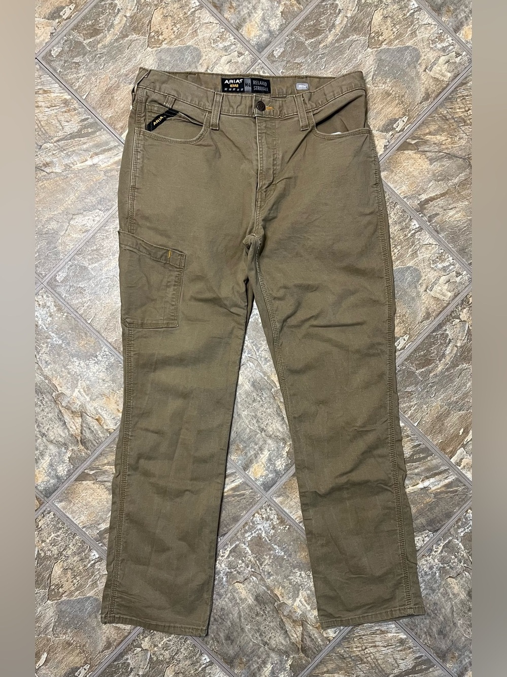 Ariat Rebar M4 Relaxed Straight Work Pants Mens 35x32 Brown Stretch Utility - Picture 1 of 10